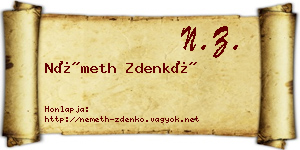 Németh Zdenkó névjegykártya